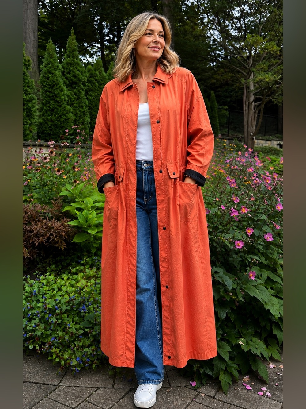 Vintage 80s Hilary Radley Orange and Black Long Shell Coat 10 Oversize